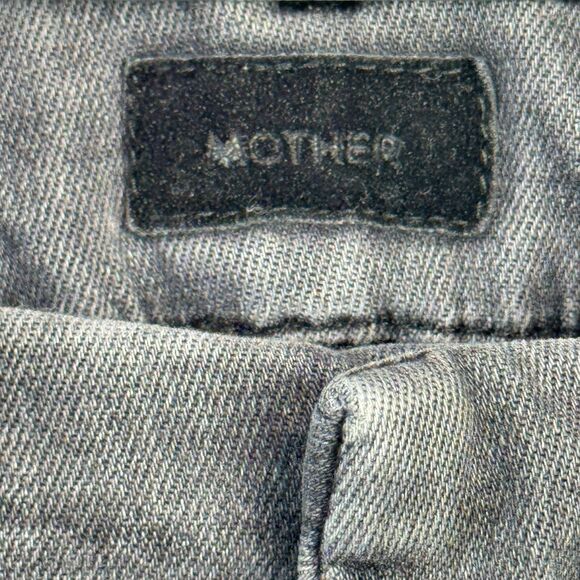 MOTHER The Shaker Prep Fray Cropped Denim Jeans in Dear Mr Black Racer Size 27 - Picture 10 of 12